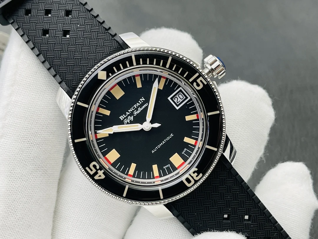 Blancpain Fifty Fathoms Steel 40.30mm — photographed off the sweep
