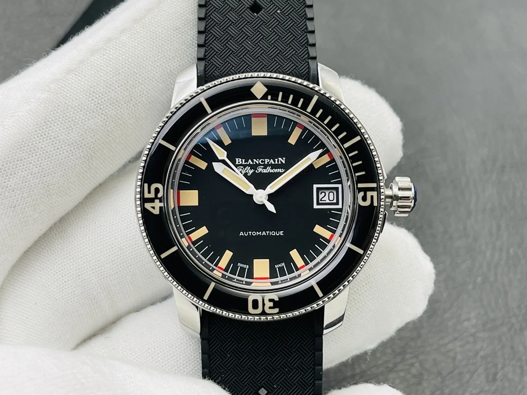 Blancpain Fifty Fathoms Steel 40.30mm — photographed off the sweep