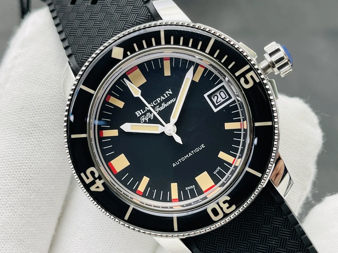 Blancpain Fifty Fathoms Steel 40.30mm — photographed off the sweep