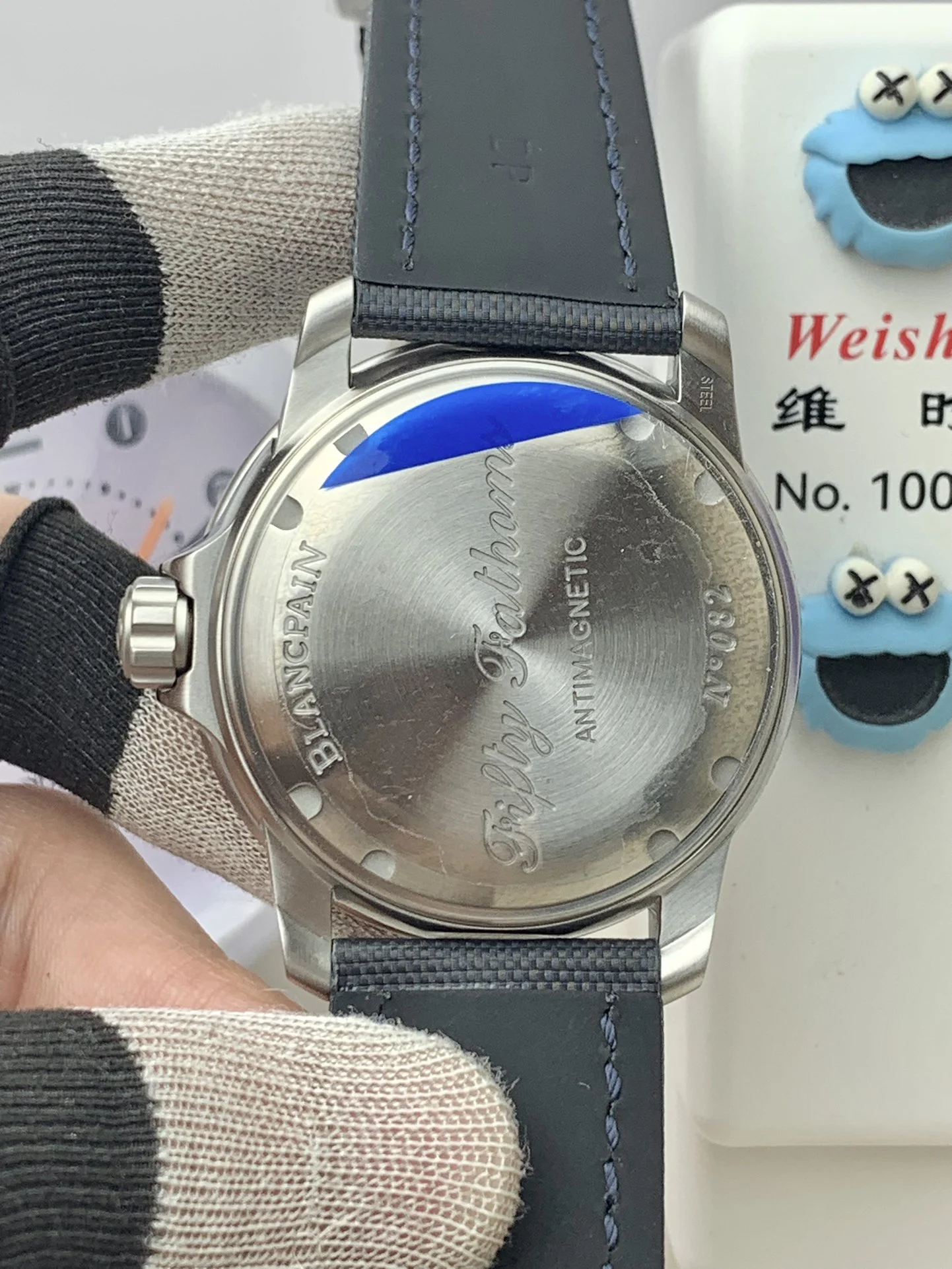 Blancpain Fifty Fathoms Steel Blue Dial — photographed off the sweep