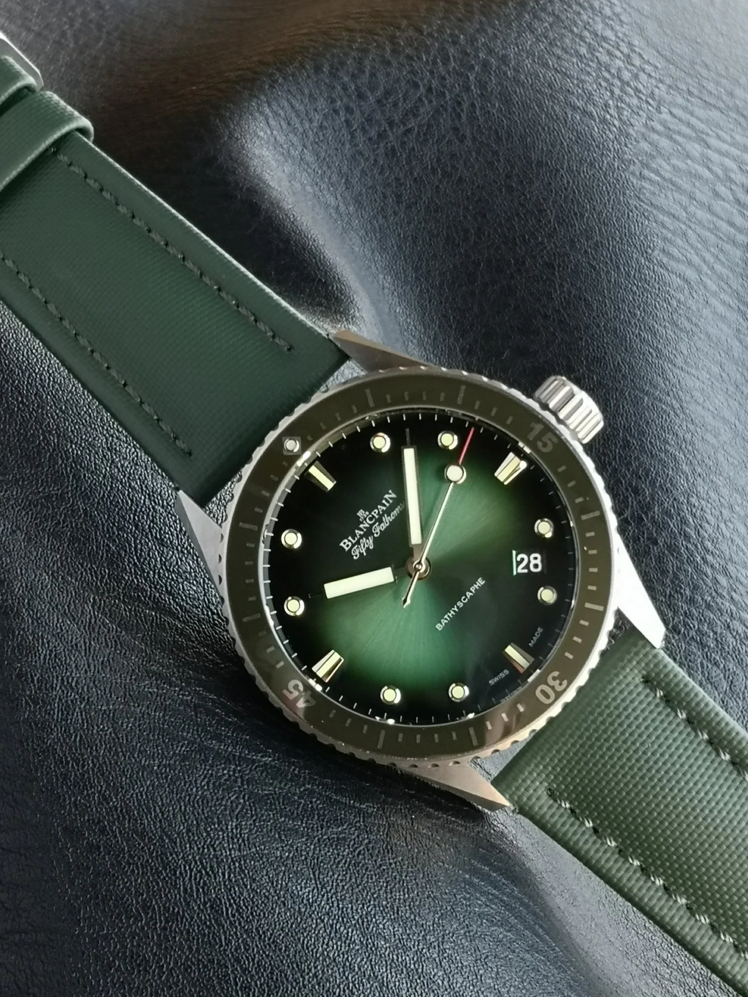 Blancpain Fifty Fathoms White Gold — photographed off the sweep