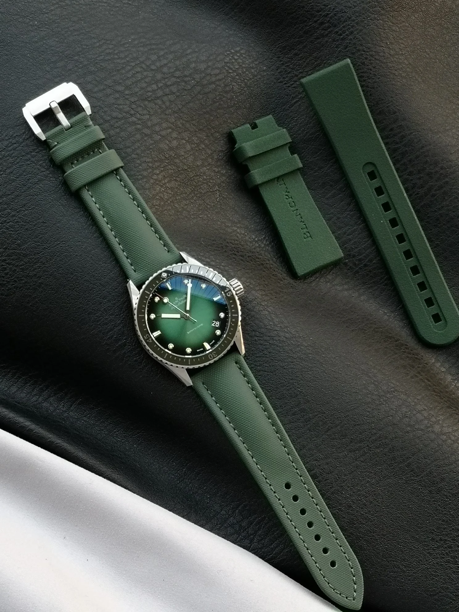Blancpain Fifty Fathoms White Gold — photographed off the sweep
