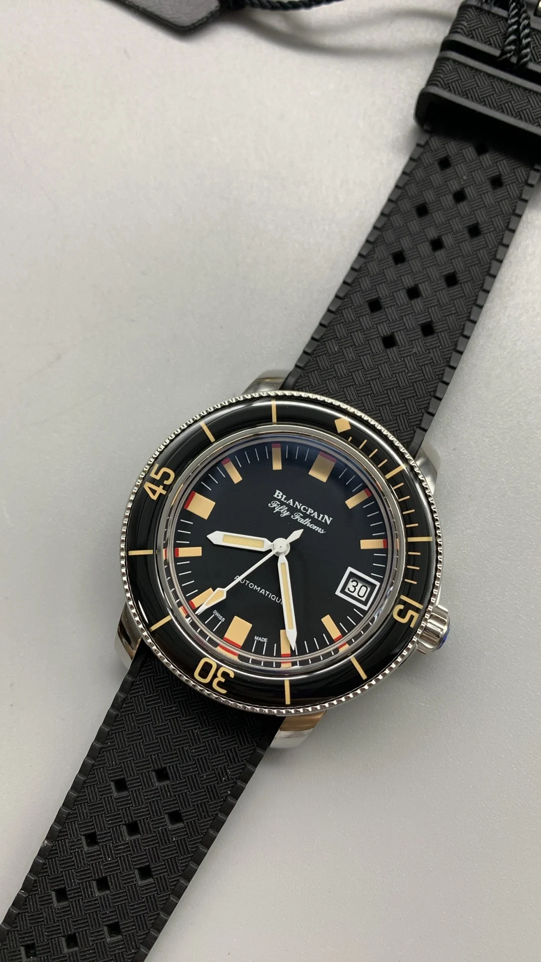 Blancpain Fifty Fathoms — photographed off the sweep