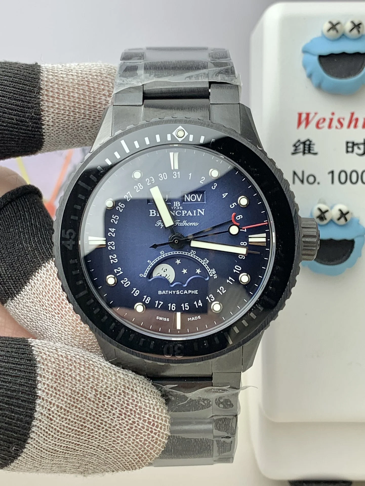 Blancpain Moon Phase Titanium — photographed off the sweep
