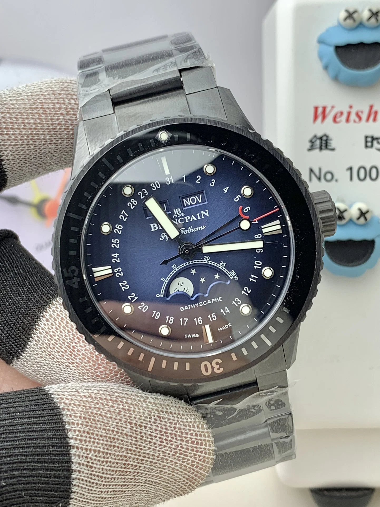Blancpain Moon Phase Titanium — photographed off the sweep