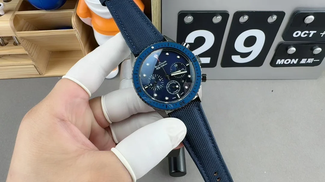 Blancpain timing — photographed off the sweep