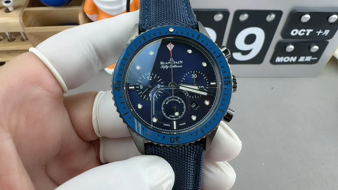 Blancpain timing — photographed off the sweep