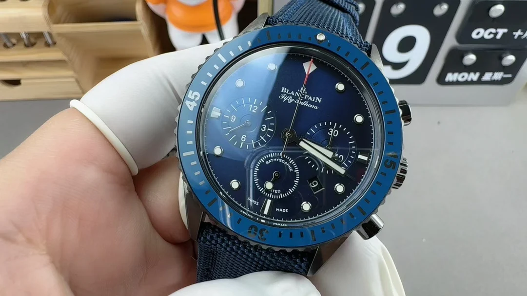 Blancpain timing — photographed off the sweep