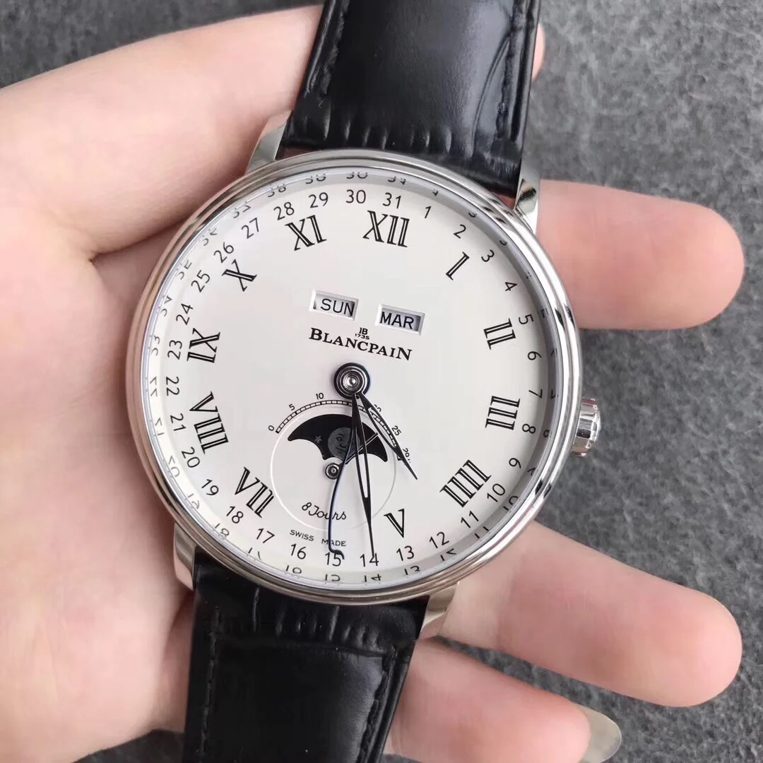 Blancpain Villeret Moon Phase 42mm — photographed off the sweep