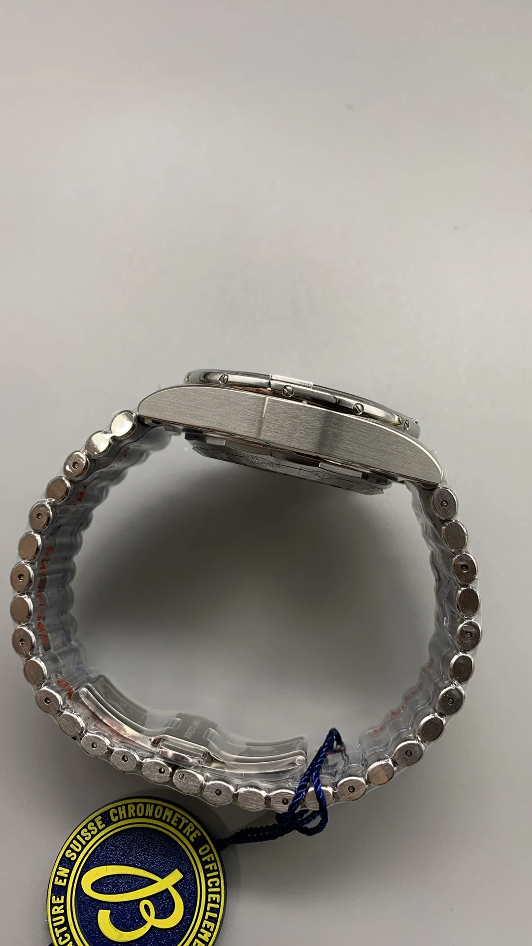Bls, bullet-link bracelet, champagne face — photographed off the sweep