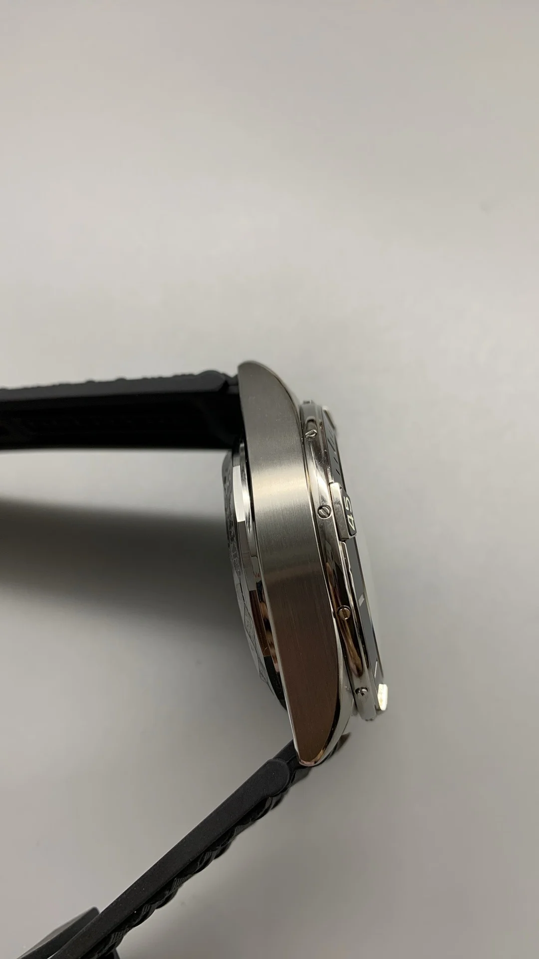 BLS, bullet-link bracelet, gray, ceramic bezel — photographed off the sweep