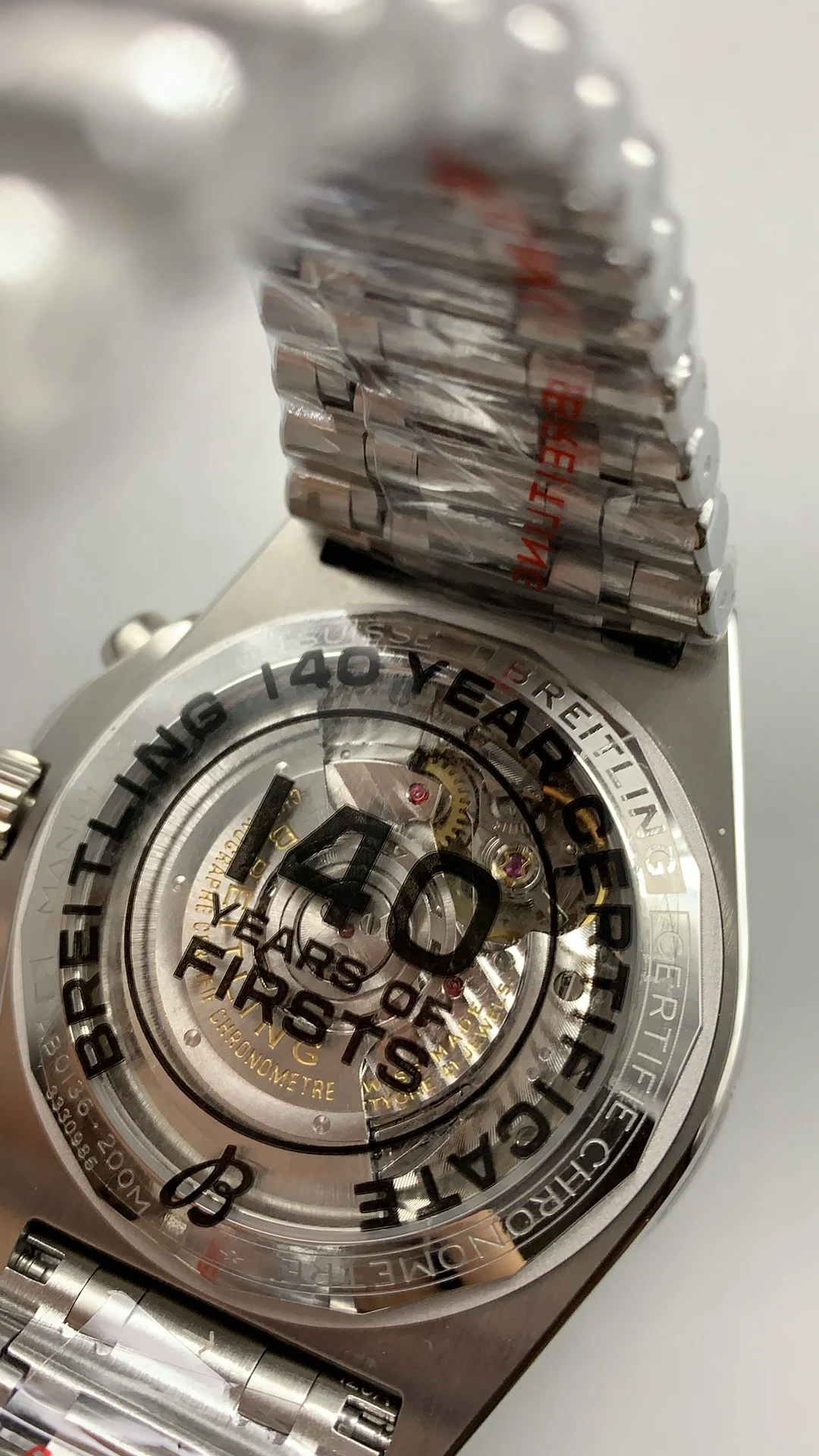 Bls, bullet-link bracelet, ice blue — photographed off the sweep