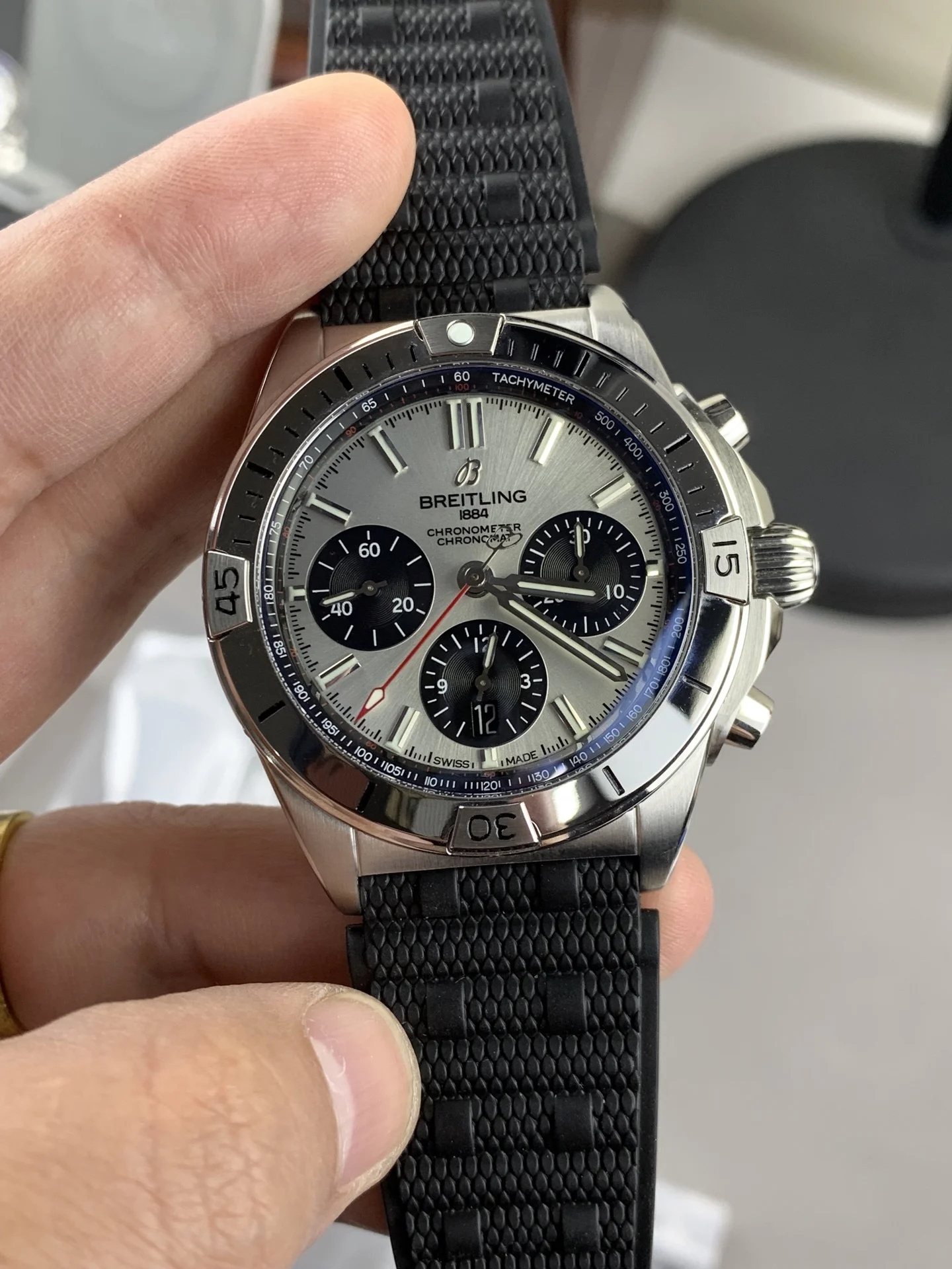 bls mechanical chronograph bullet chain — photographed off the sweep
