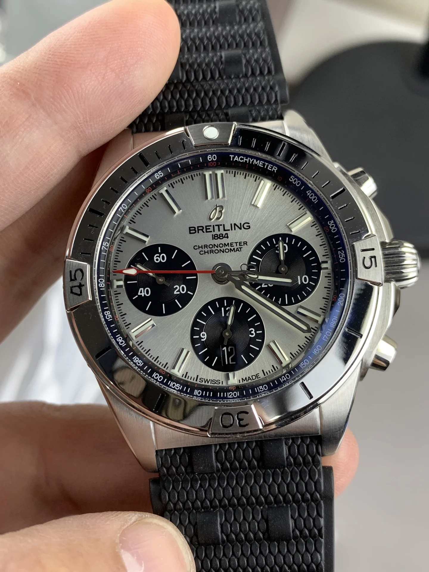 bls mechanical chronograph bullet chain — photographed off the sweep