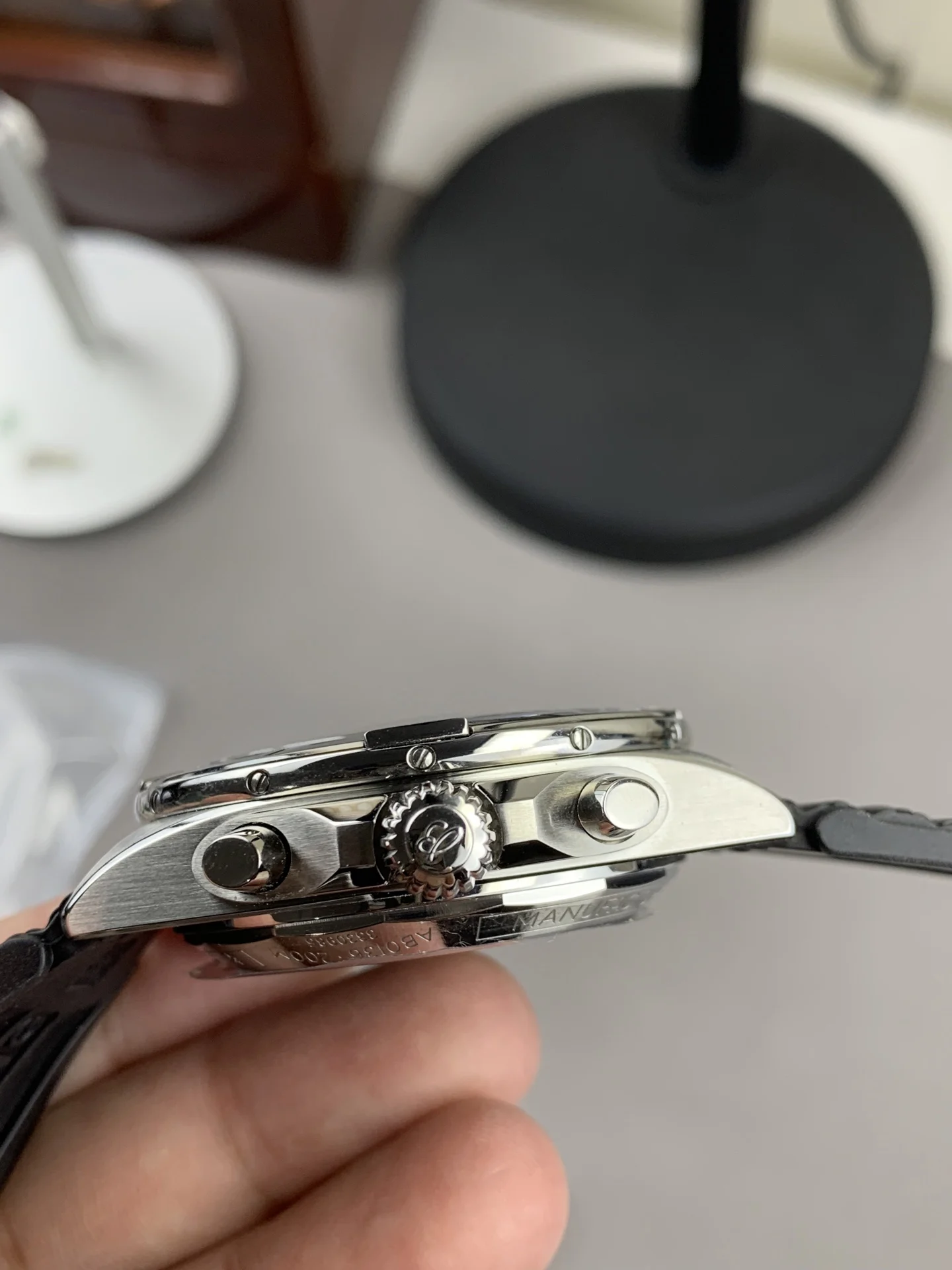 bls mechanical chronograph bullet chain — photographed off the sweep