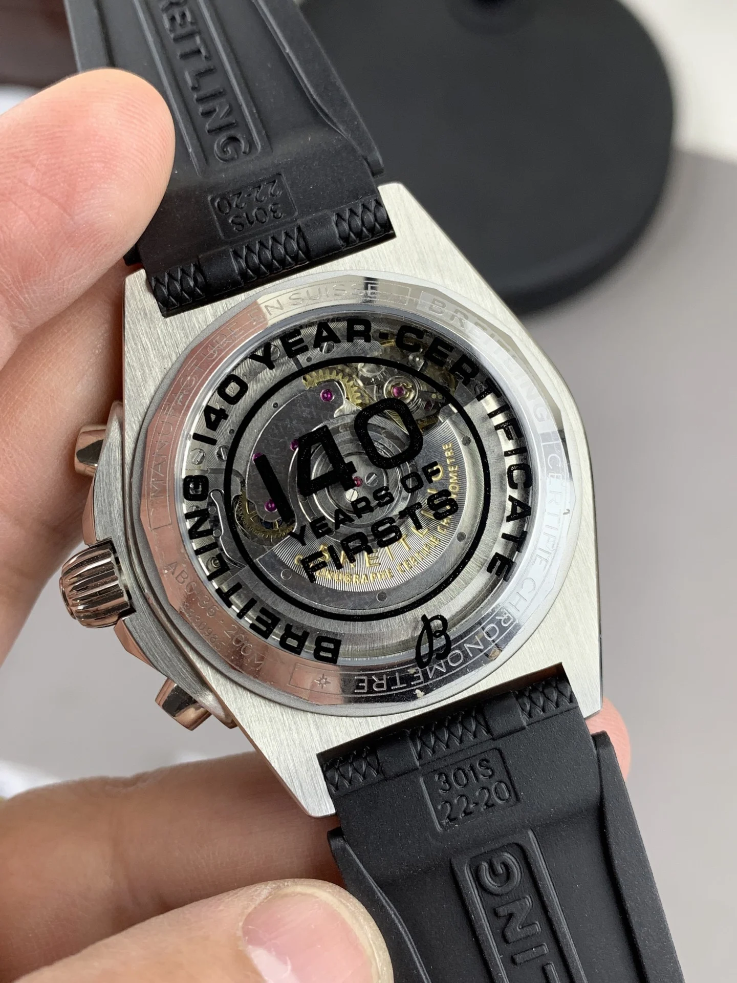 bls mechanical chronograph bullet chain — photographed off the sweep