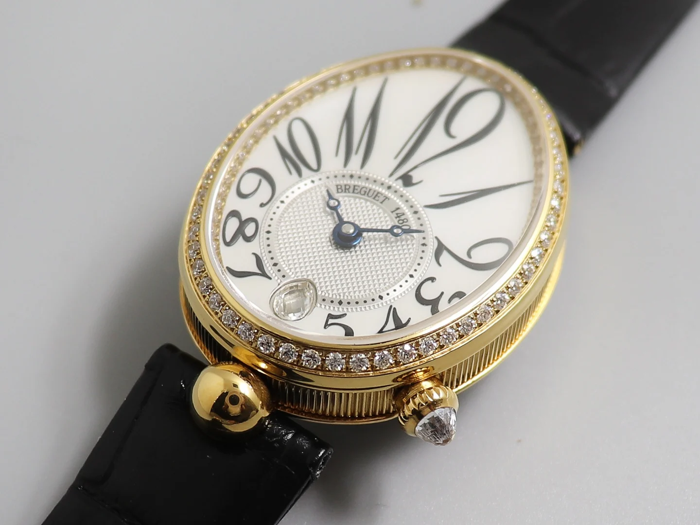Breguet Reine de Naples 36.5 × 28.45mm — photographed off the sweep