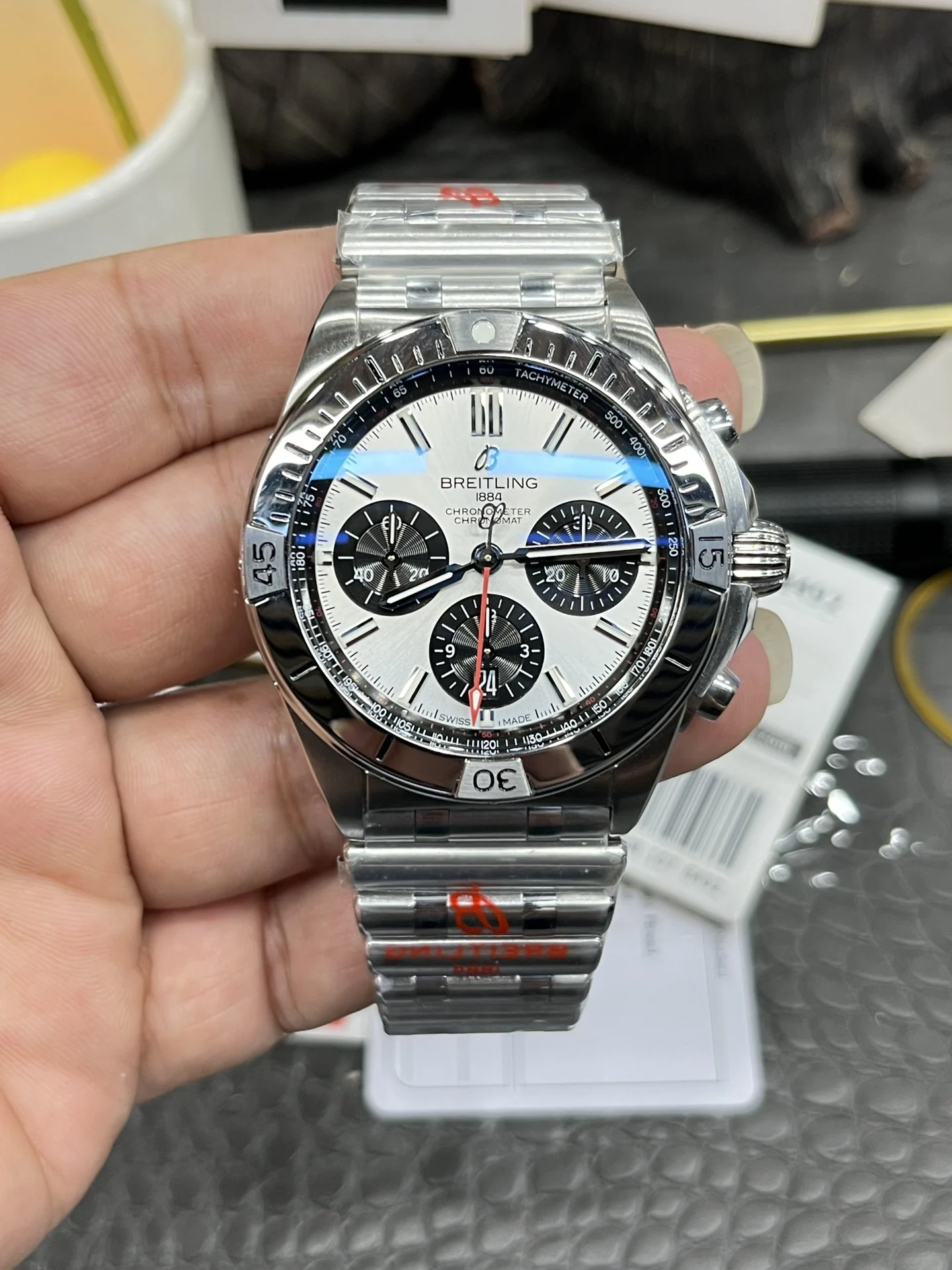 Breitling 44mm — photographed off the sweep