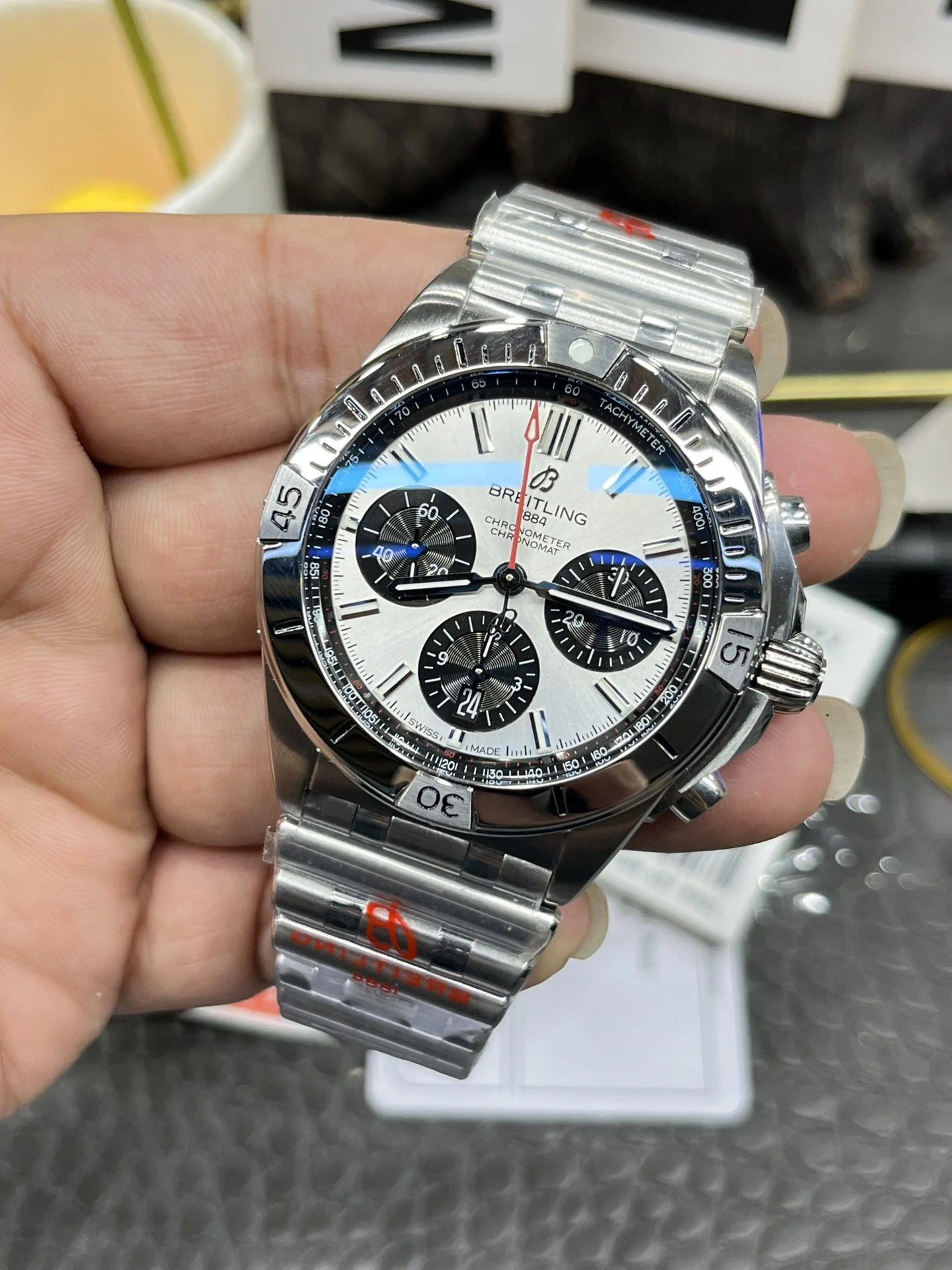 Breitling 44mm — photographed off the sweep