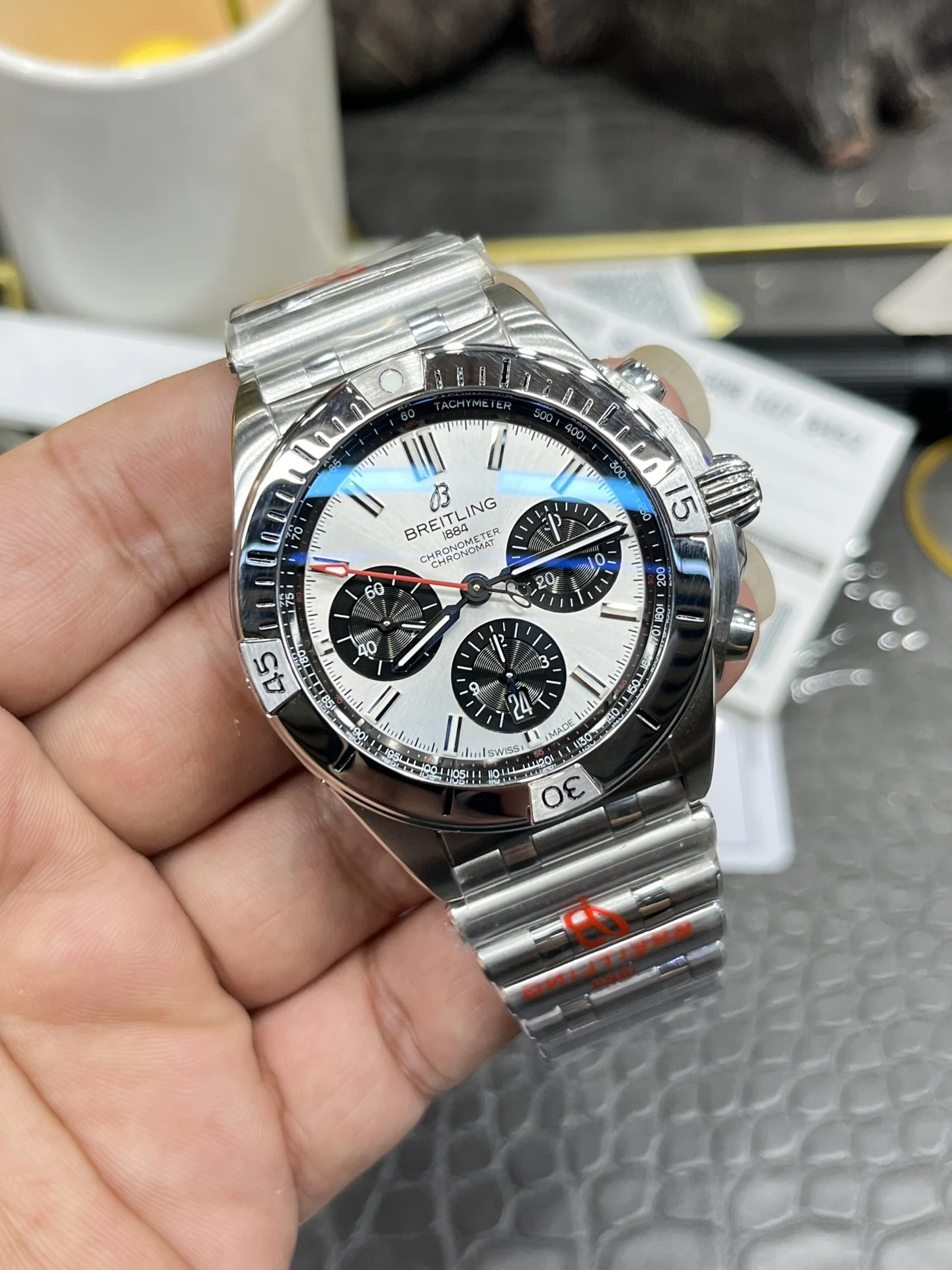 Breitling 44mm — photographed off the sweep