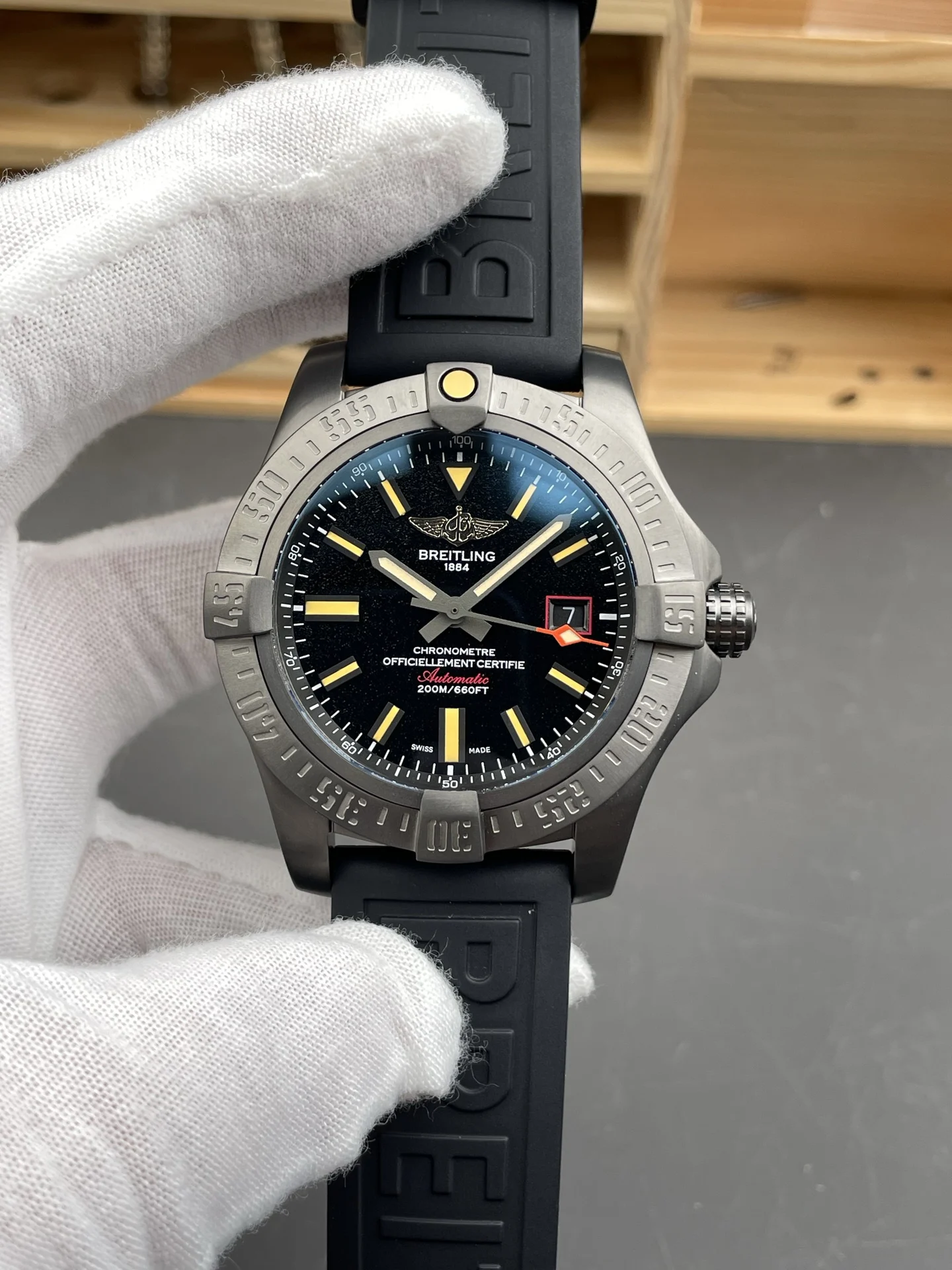 Breitling 44mm — photographed off the sweep
