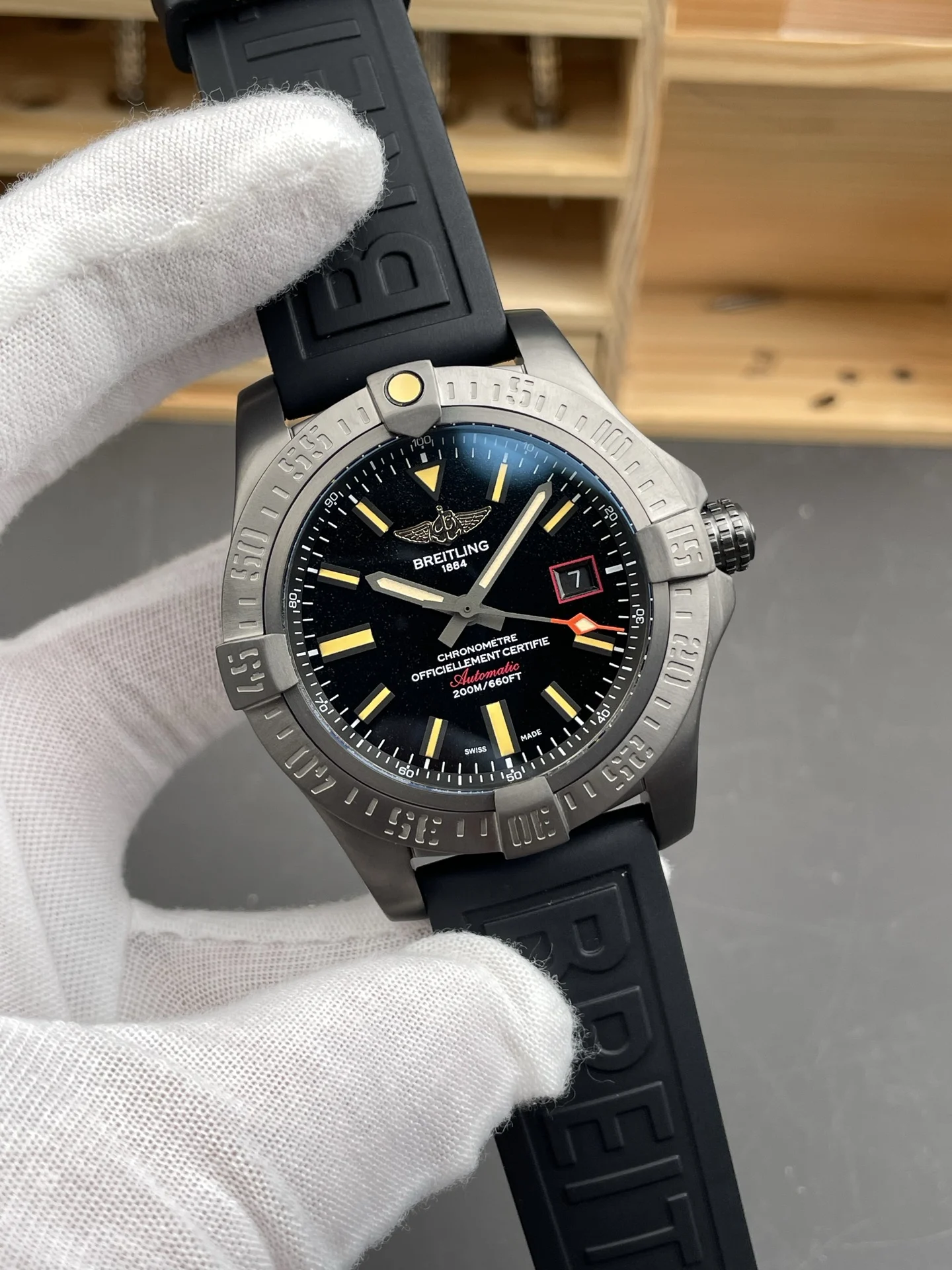 Breitling 44mm — photographed off the sweep