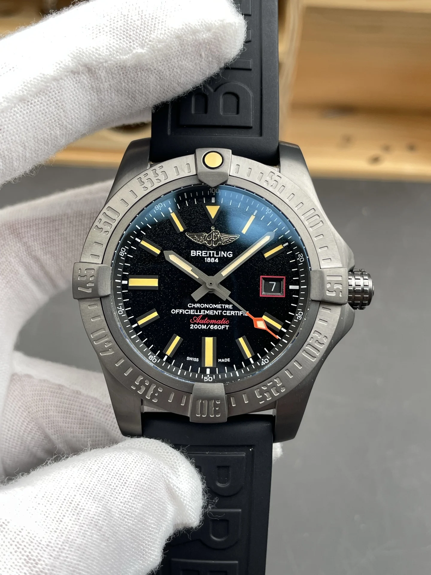 Breitling 44mm — photographed off the sweep