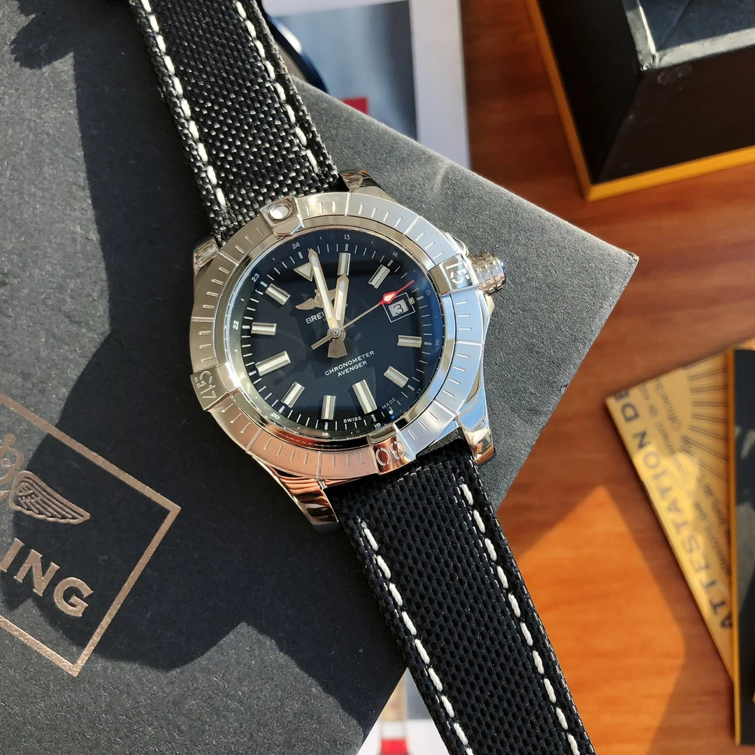 Breitling Avenger Steel Blue Dial 43mm — photographed off the sweep