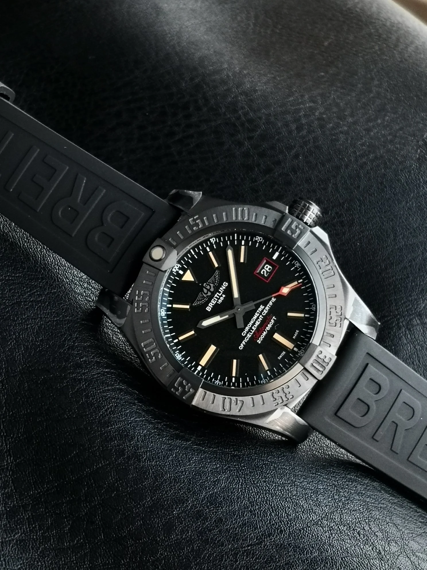 Breitling Avenger Titanium Black Dial — photographed off the sweep