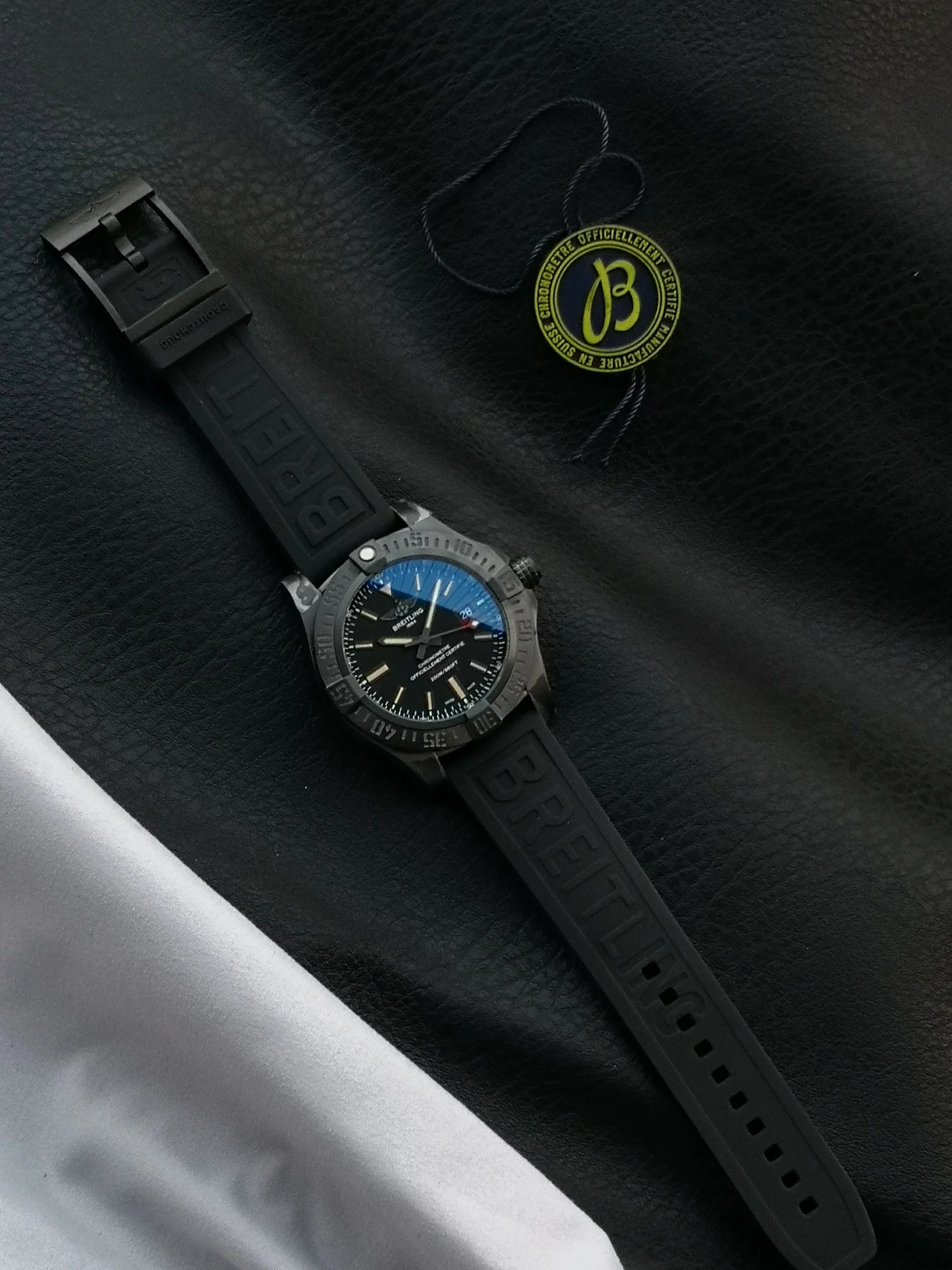 Breitling Avenger Titanium Black Dial — photographed off the sweep