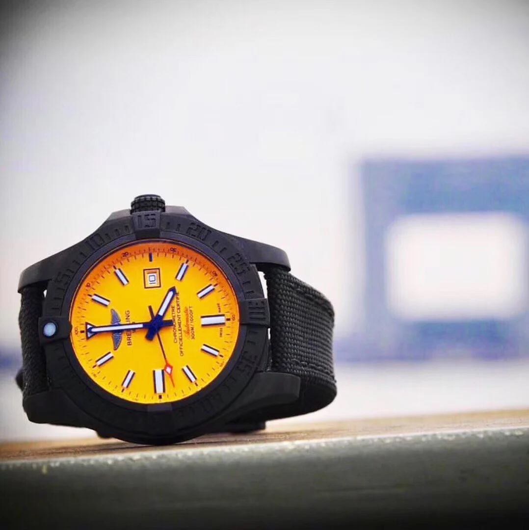 Breitling Avenger Titanium Blue Dial 44mm — photographed off the sweep