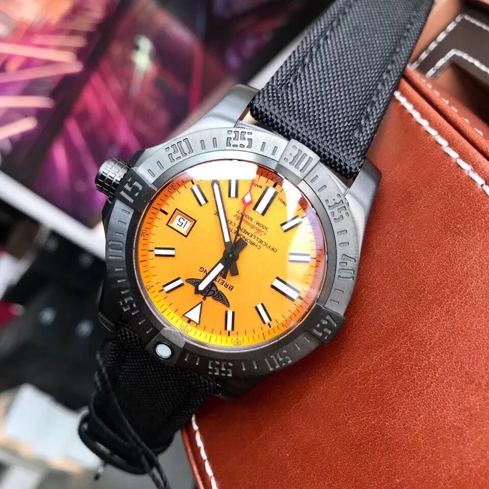 Breitling Avenger Titanium Blue Dial 44mm — photographed off the sweep