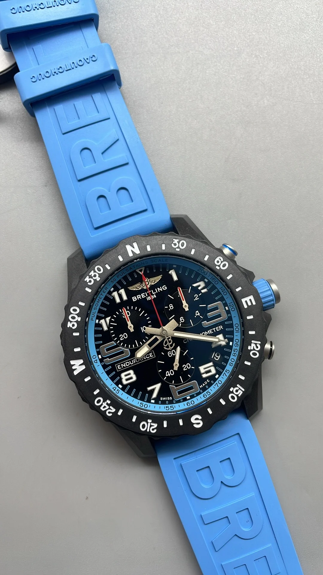Breitling Carbon — photographed off the sweep