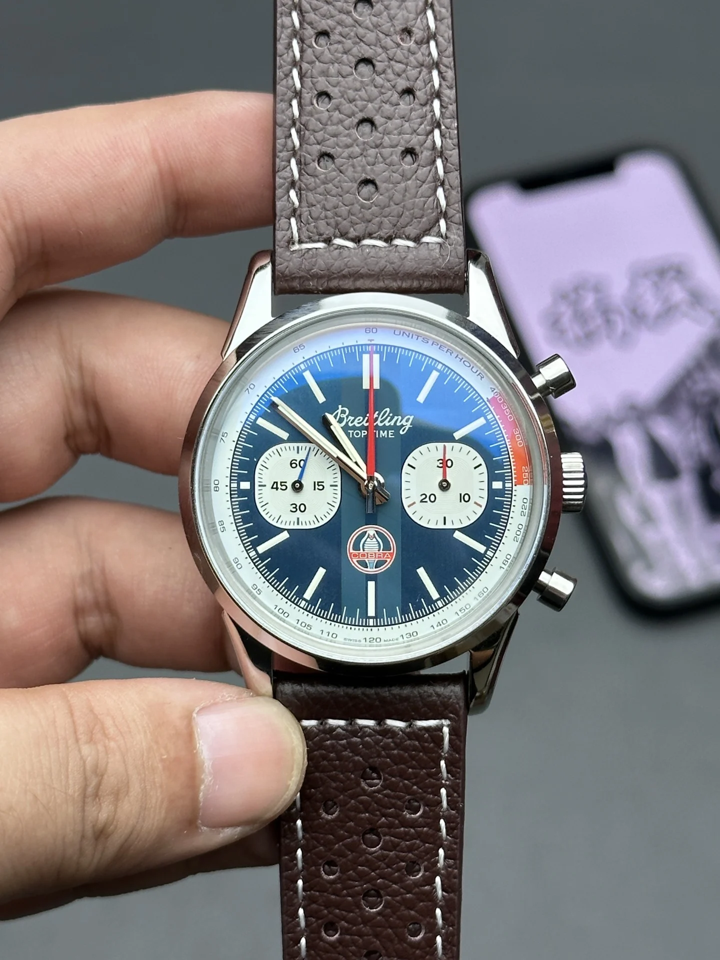 Breitling Chronograph Watch — photographed off the sweep