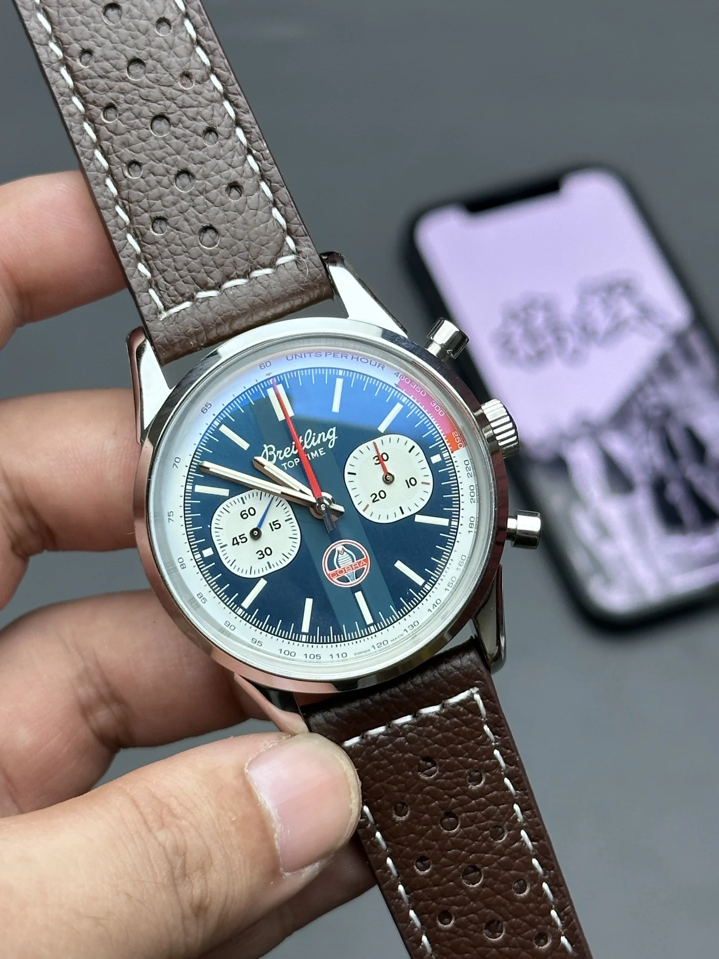 Breitling Chronograph Watch — photographed off the sweep