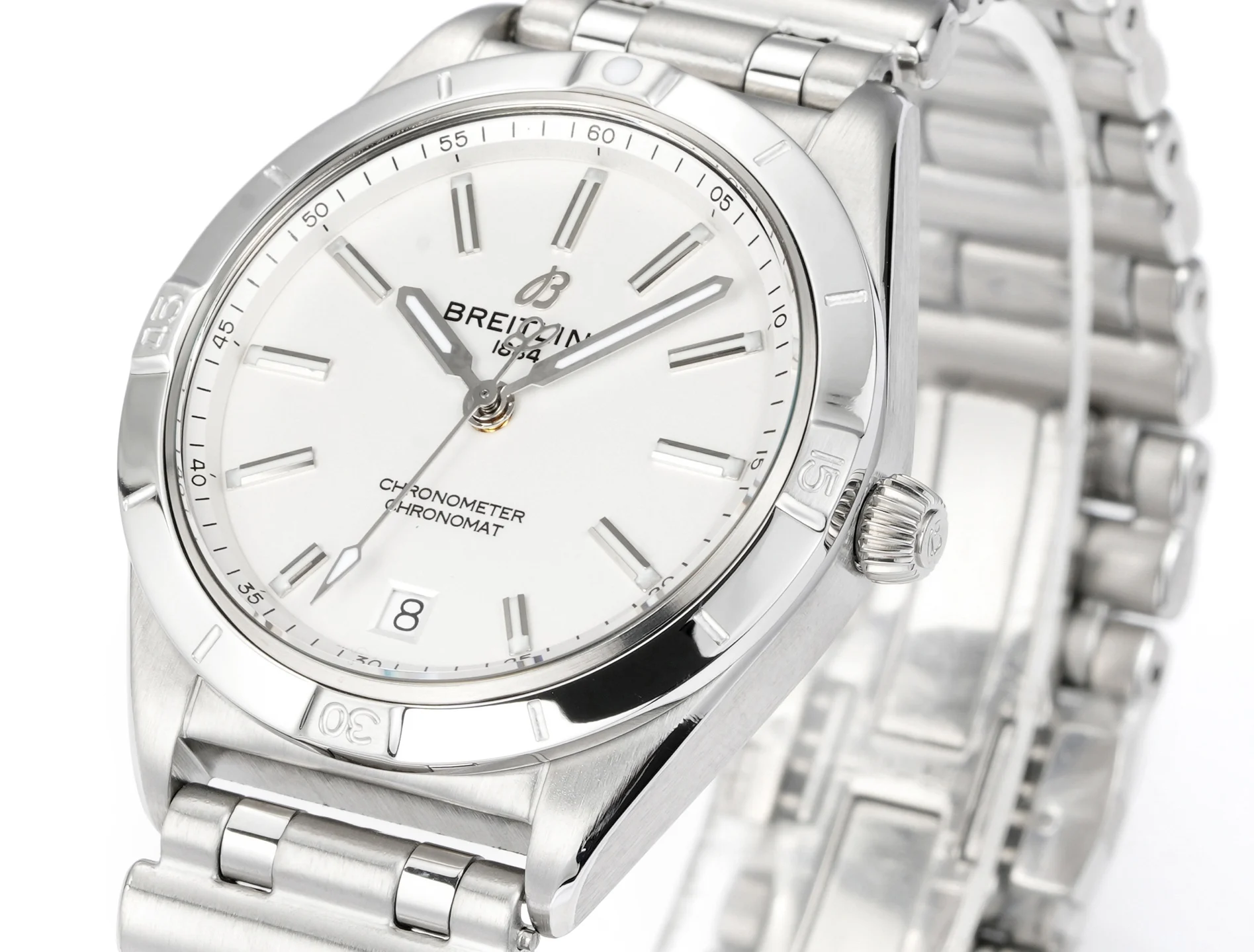 Breitling Chronomat Steel — photographed off the sweep