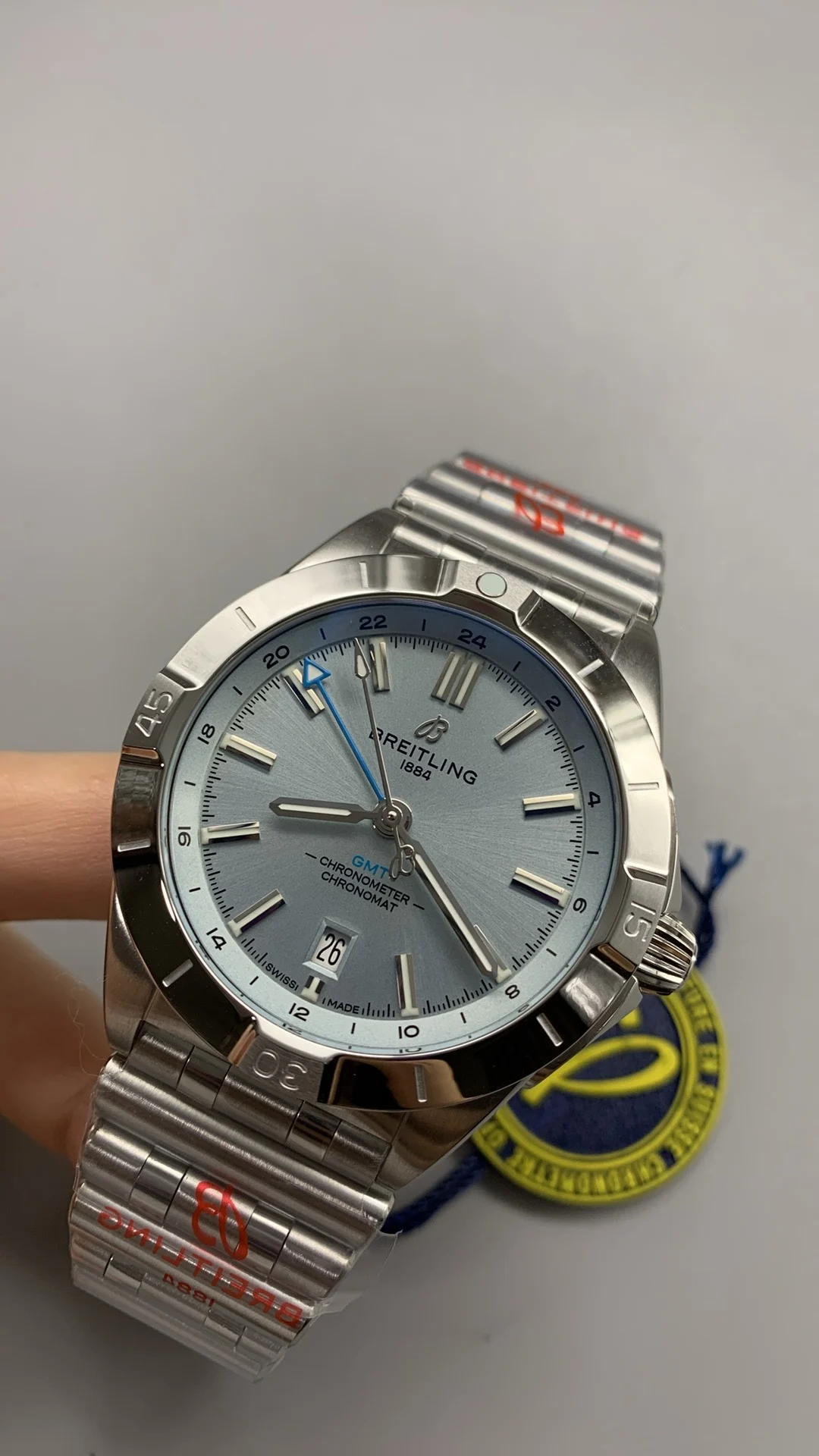 Breitling Ice Blue Blue Dial β photographed off the sweep