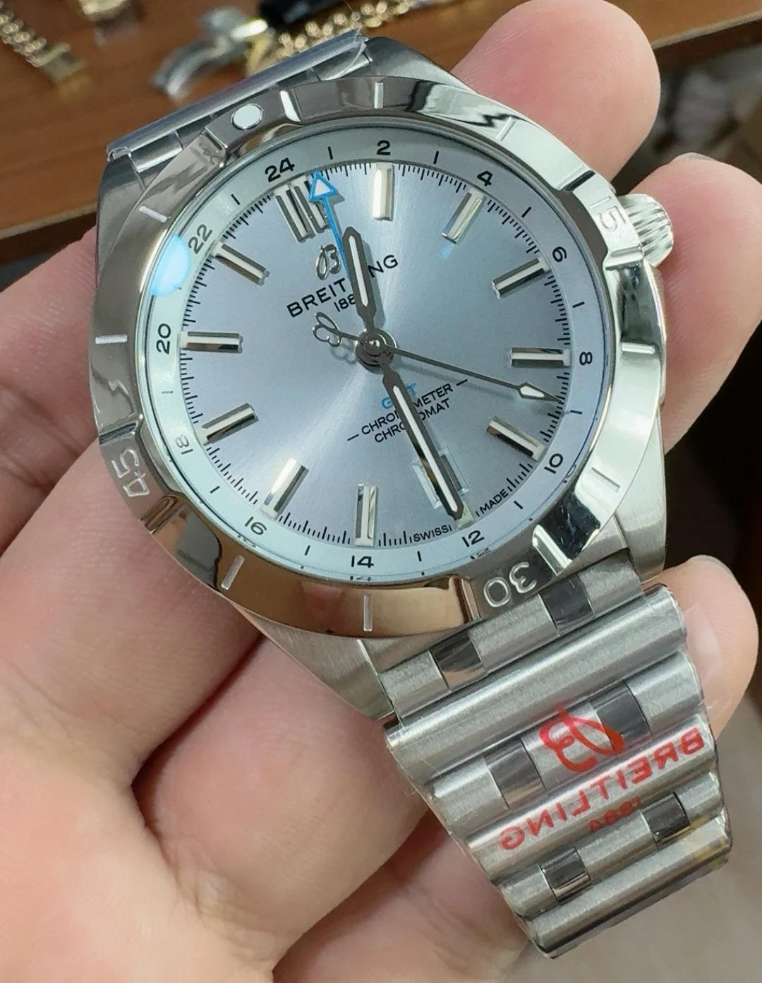 Breitling Ice Blue Blue Dial β photographed off the sweep