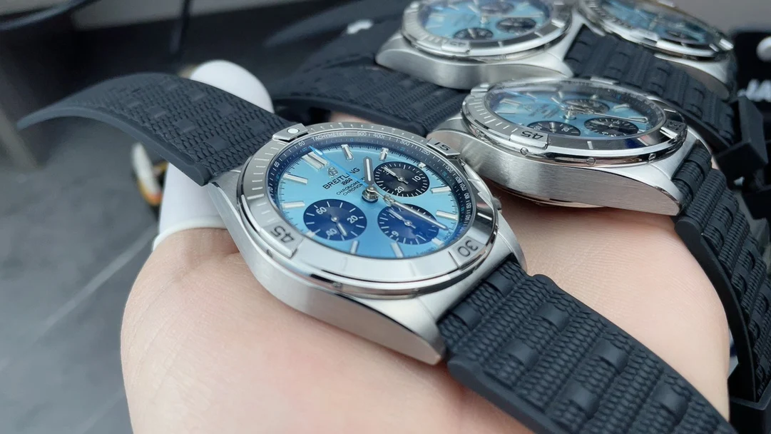 Breitling Ice Blue Blue Dial — photographed off the sweep