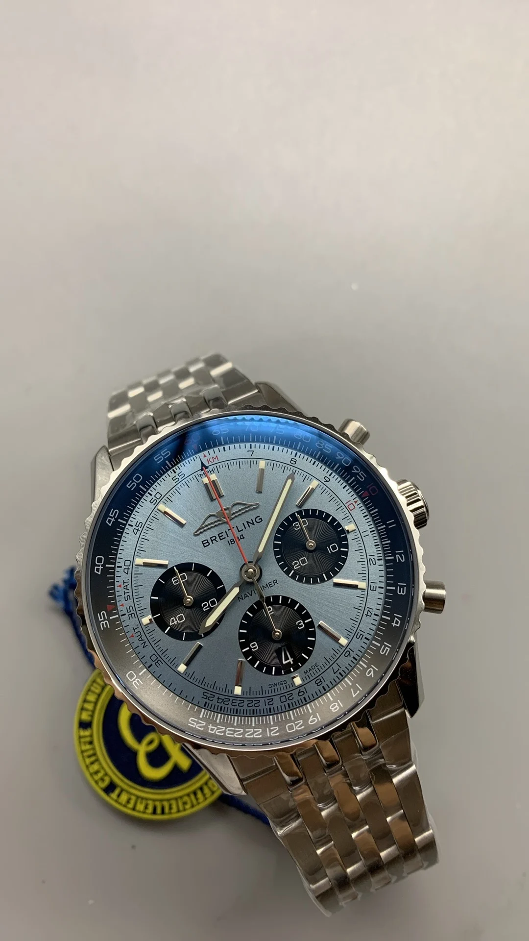 Breitling Ice Blue Blue Dial β photographed off the sweep