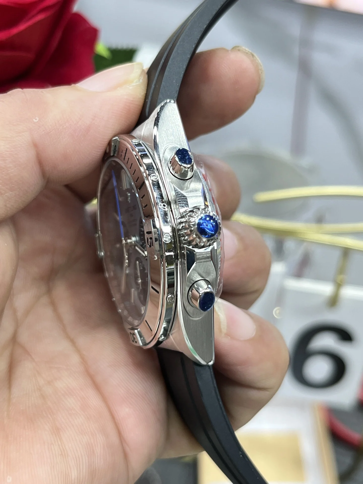 Breitling mechanical chronograph /B01 automatic winding — photographed off the sweep