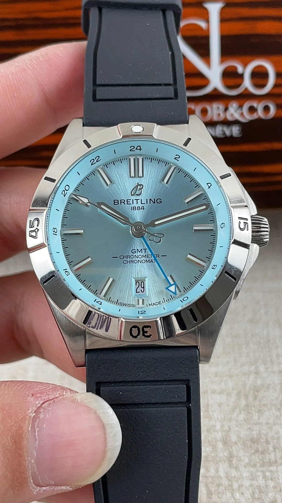 Breitling mechanical chronograph collection — photographed off the sweep