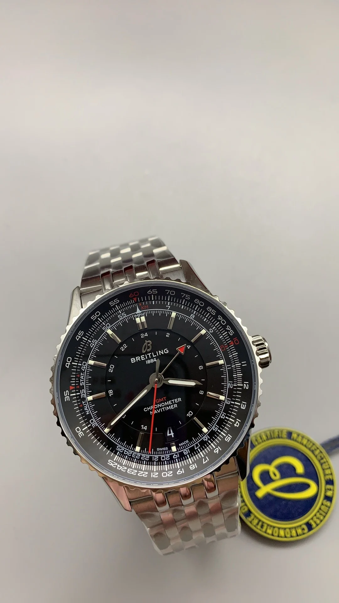 Breitling Navitimer Black Dial — photographed off the sweep