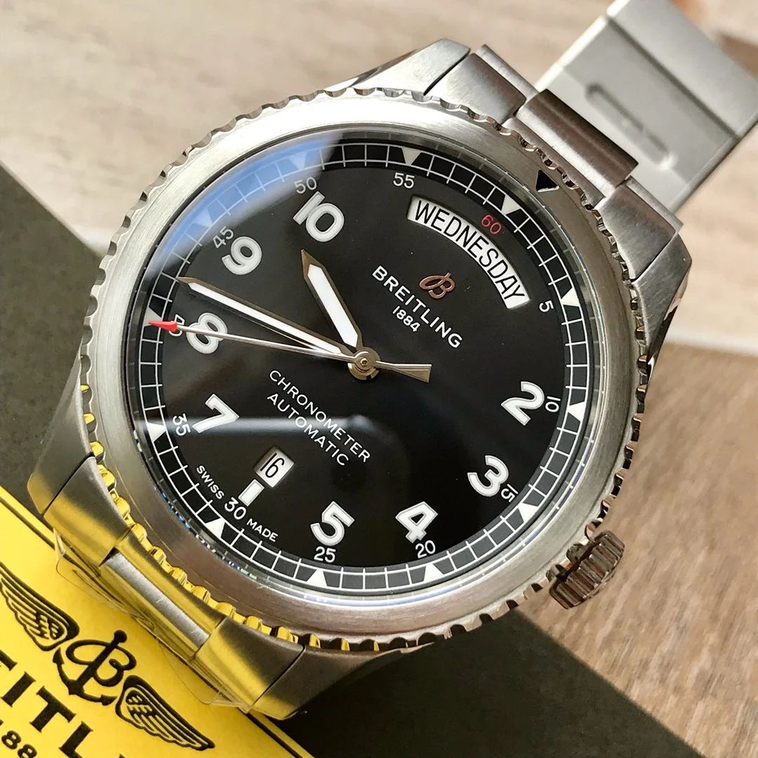 Breitling Navitimer Blue Dial 41mm — photographed off the sweep