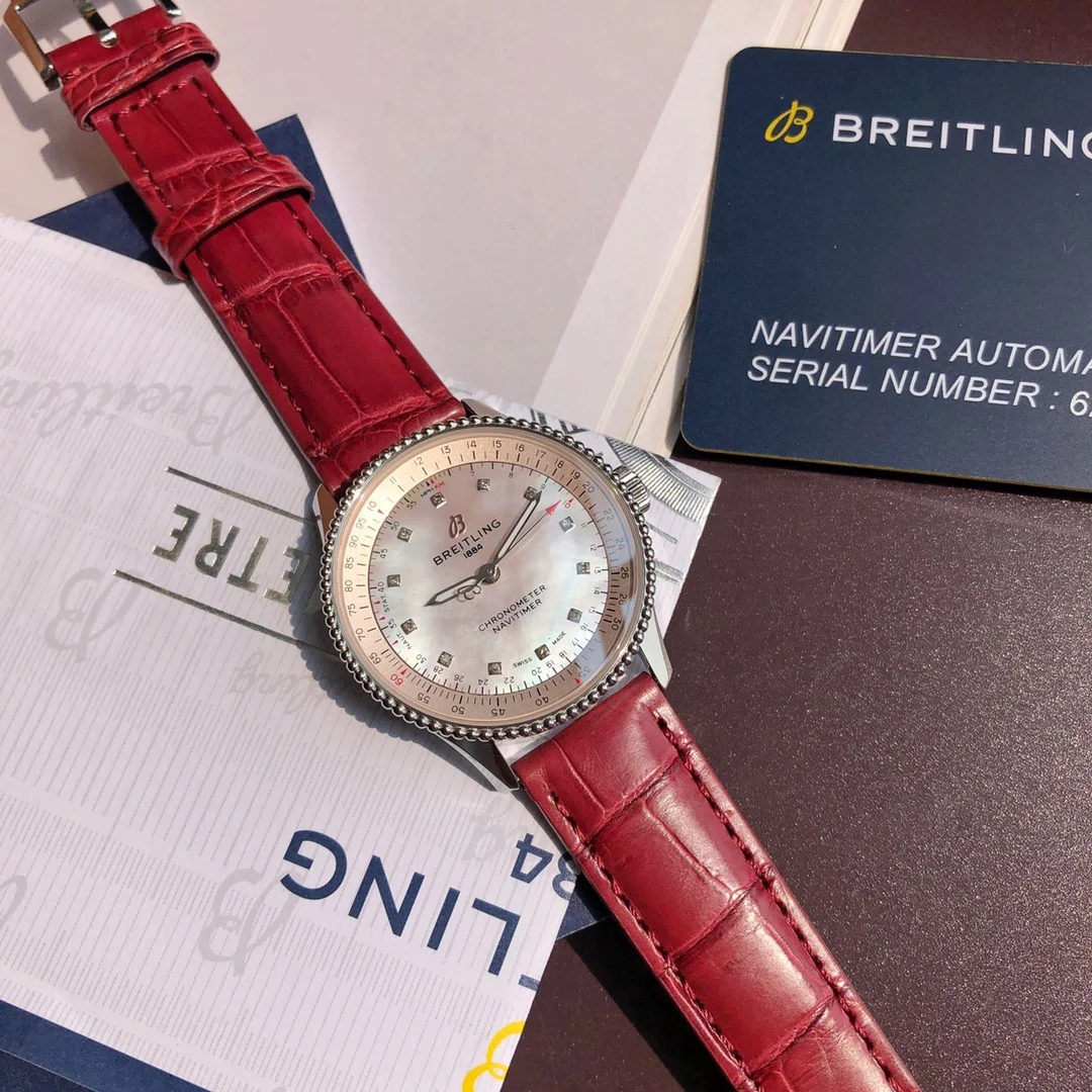 Breitling Navitimer Blue Dial Diamond-Set 35mm — photographed off the sweep