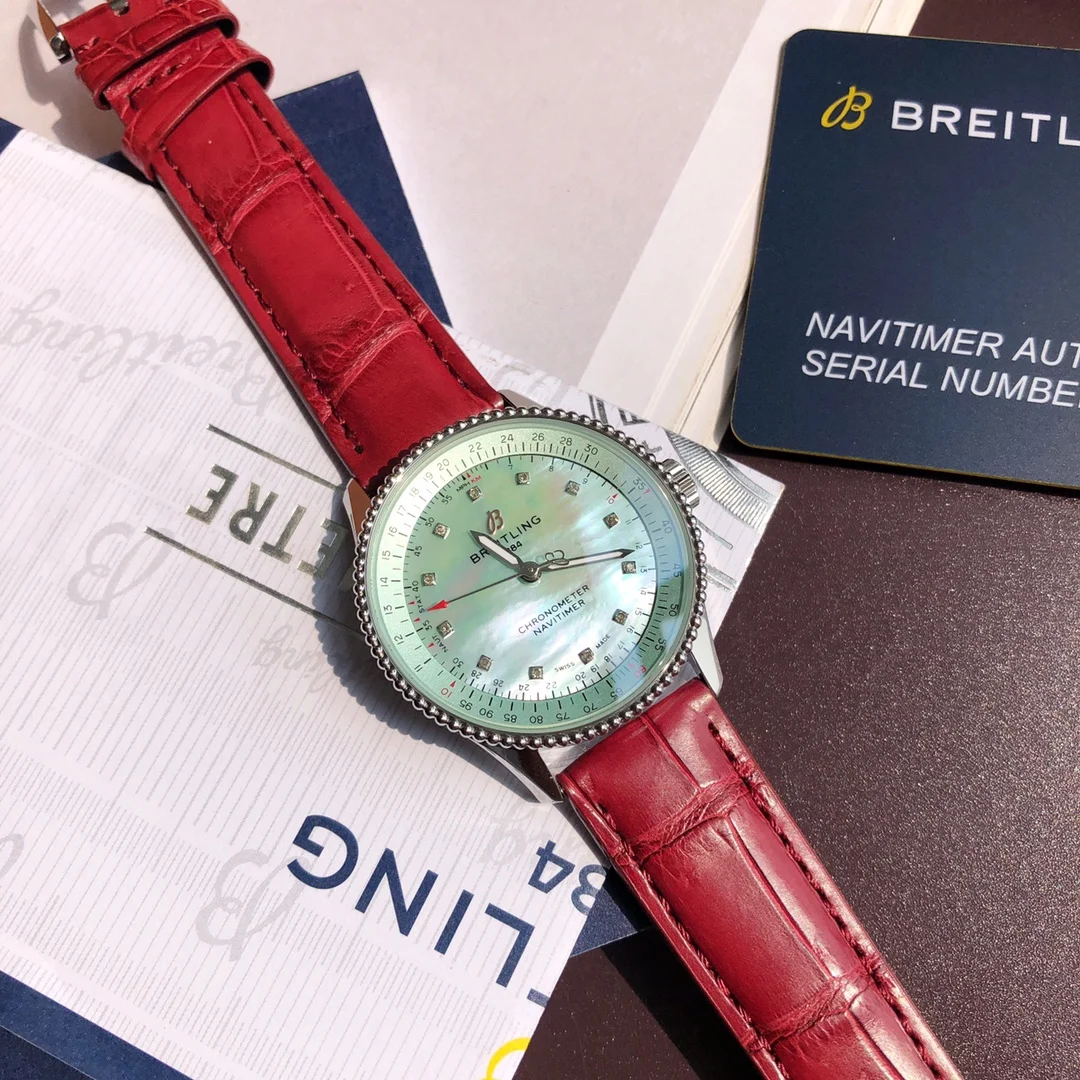 Breitling Navitimer Blue Dial Diamond-Set 35mm — photographed off the sweep