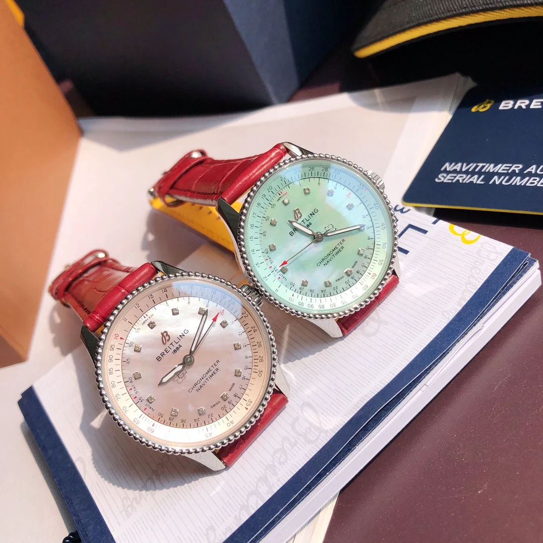 Breitling Navitimer Blue Dial Diamond-Set 35mm — photographed off the sweep