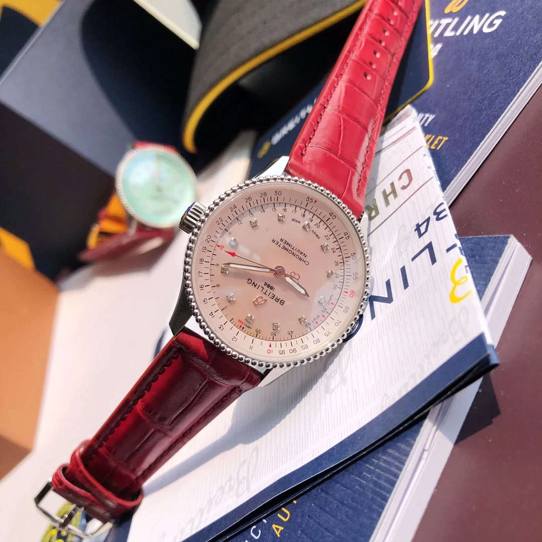 Breitling Navitimer Blue Dial Diamond-Set 35mm — photographed off the sweep
