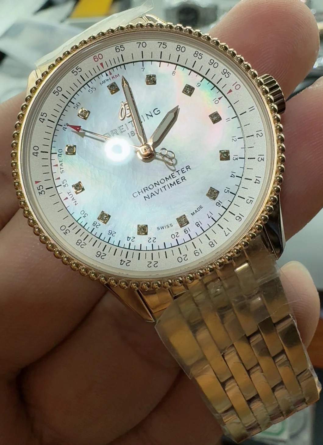 Breitling Navitimer Mother of Pearl β photographed off the sweep