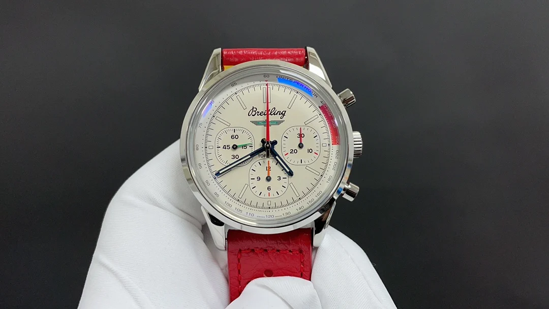 Breitling Navitimer Steel Blue Dial 42mm — photographed off the sweep